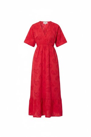 Red Paisley Eyelet Maxi Dress