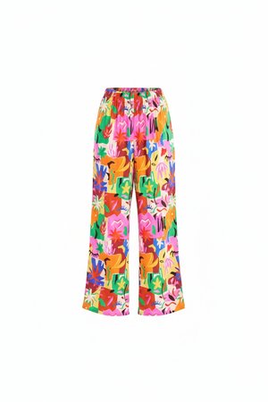 Vibrant Abstract Print Wide-Leg Pants
