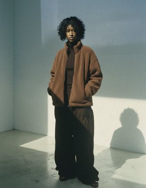 Cozy Brown Teddy Fleece Zip-Up Jacket