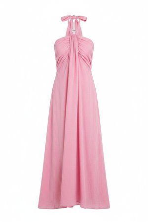 Flowy Pink Halter Maxi Dress