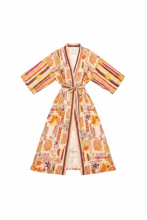 Vibrant Patterned Long Kimono Cover-up