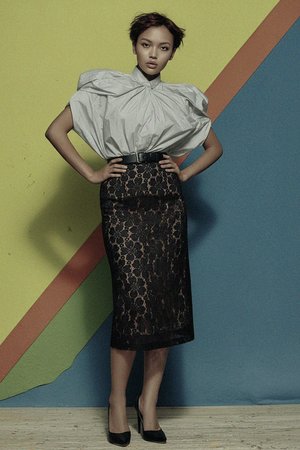 Elegant Black Lace Midi Skirt