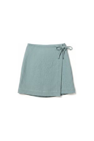 Textured Wrap Mini Skirt in Blue