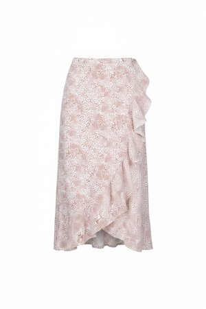 White Dotted Ruffle Wrap Midi Skirt