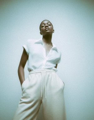 Cropped Wide-Leg Drawstring Lounge Pants