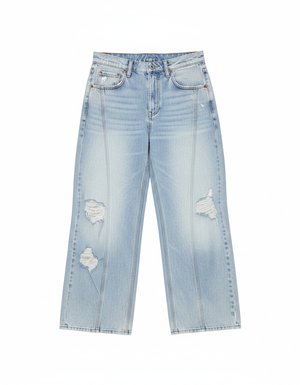 Oversize Distressed Wide-Leg Denim Pants
