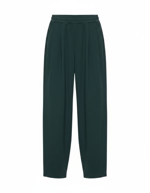Relaxed Fit Wide-Leg Dark Green Pants