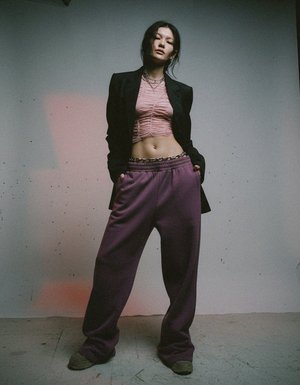 Relaxed Fit Purple Jogger Pants with Cuffed Ankles