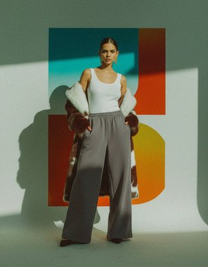 Comfortable Grey Wide-Leg Pants