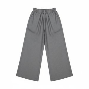 Grey Wide Leg Elastic Waist Pants