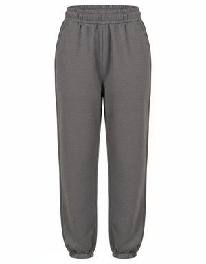 Grey Elastic Waist Cuffed Jogger Pants