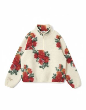 Cozy Floral Pullover Sweater with High Collar