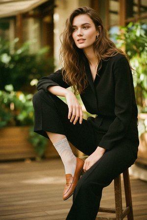 Sheer Ankle Socks with Delicate Lace Trim
