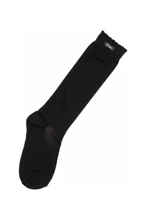 Black Sheer Knee-High Socks with Ruffled Top
