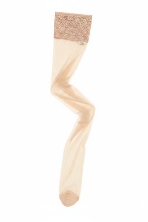Sheer Thigh-High Stockings with Floral Lace Top