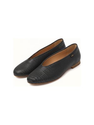 Black Textured Slip-On Flats