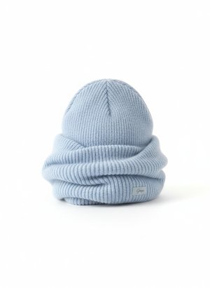 Soft Ribbed Knit Beanie in Light Blue