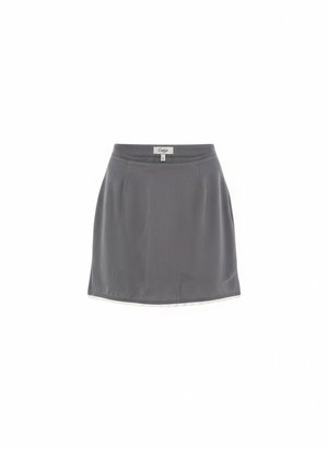 Chic Grey Mini Skirt with Delicate Lace Hem
