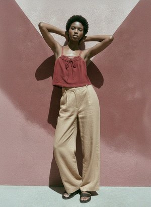 Ruffled Tie-Front Tank Top