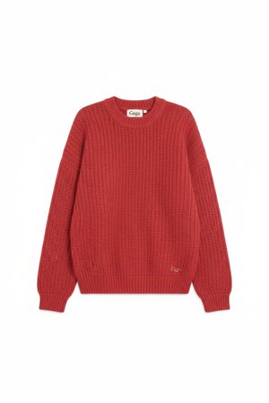 Cozy Red Knit Pullover Sweater