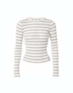 Fitted Striped Knit Long Sleeve Top