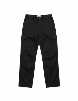 Black Regular Fit Cargo Pants with Utility Pockets