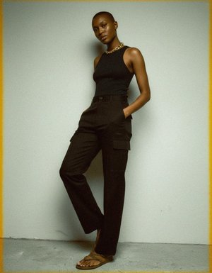 Black Regular Fit Cargo Pants with Utility Pockets