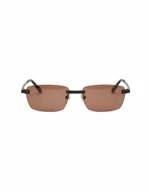 Stylish Rimless Sunglasses with Brown Tinted Lenses