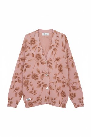Floral Knit Cardigan with Button Closure