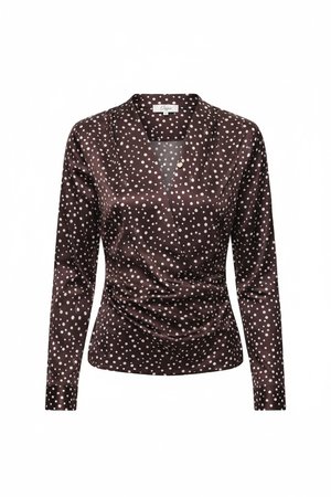 Polka Dot V-Neck Long Sleeve Blouse