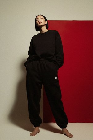 Black Oversized Sweatshirt & Sweatpants Set