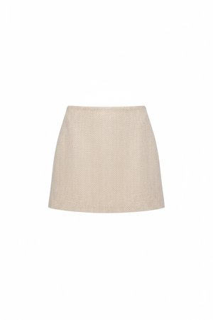 Classic Beige Herringbone Mini Skirt