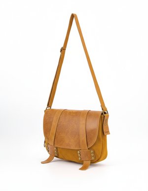 Brown Leather Flap Messenger Shoulder Bag