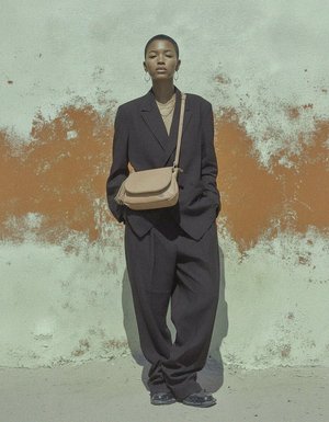 Venezia Beige Flap Crossbody Bag with Tassel Detail