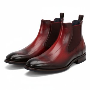 Red Burnished Leather Chelsea Boots