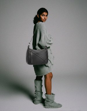 Classic Black Leather Shoulder Bag