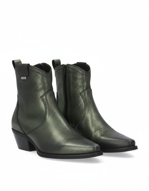 Metallic Green Ankle Boots with Pointed Toe