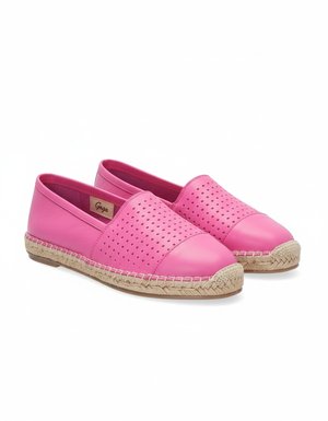Pink Perforated Slip-On Espadrille Flats