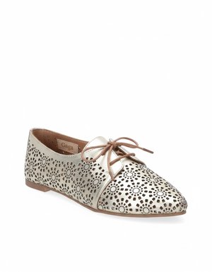 Gold Perforated Pointed Toe Flats