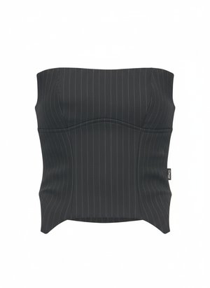 Black Pinstripe Strapless Corset Top