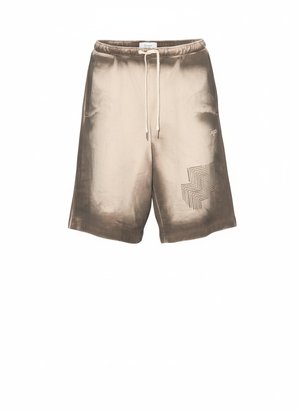 Washed Beige Drawstring Relaxed Shorts