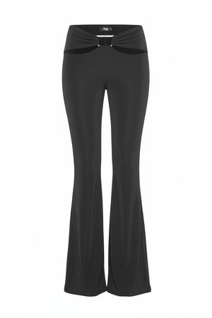 Black Flared Pants with Cut-Out Waist Detail