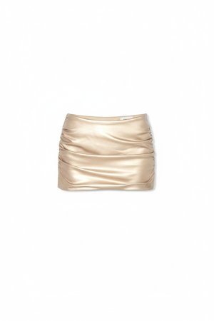 Gold Metallic Ruched Mini Skirt