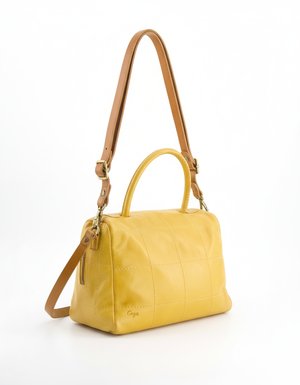 Chic Yellow Quilted Handbag with Shoulder Strap