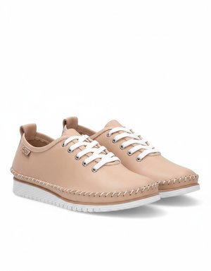 Beige Casual Lace-Up Sneakers