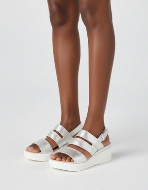 Silver Metallic Platform Sandals