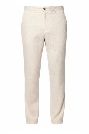 Light Beige Textured Regular Fit Trousers