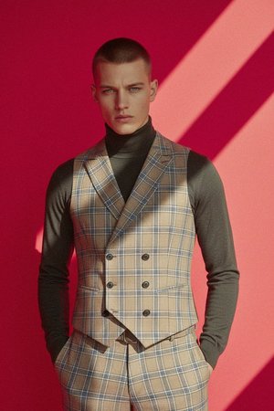 Classic Plaid Double-Breasted Vest