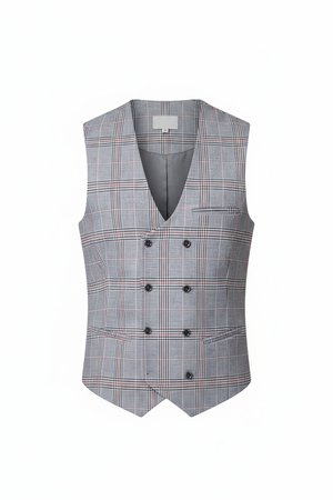 Plaid Double-Breasted Vest