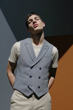 Stylish Patterned Double-Breasted Top